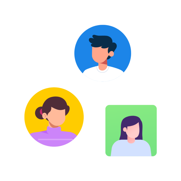 Home 4 Illustration of three avatars representing diverse swimmers, symbolizing personalization