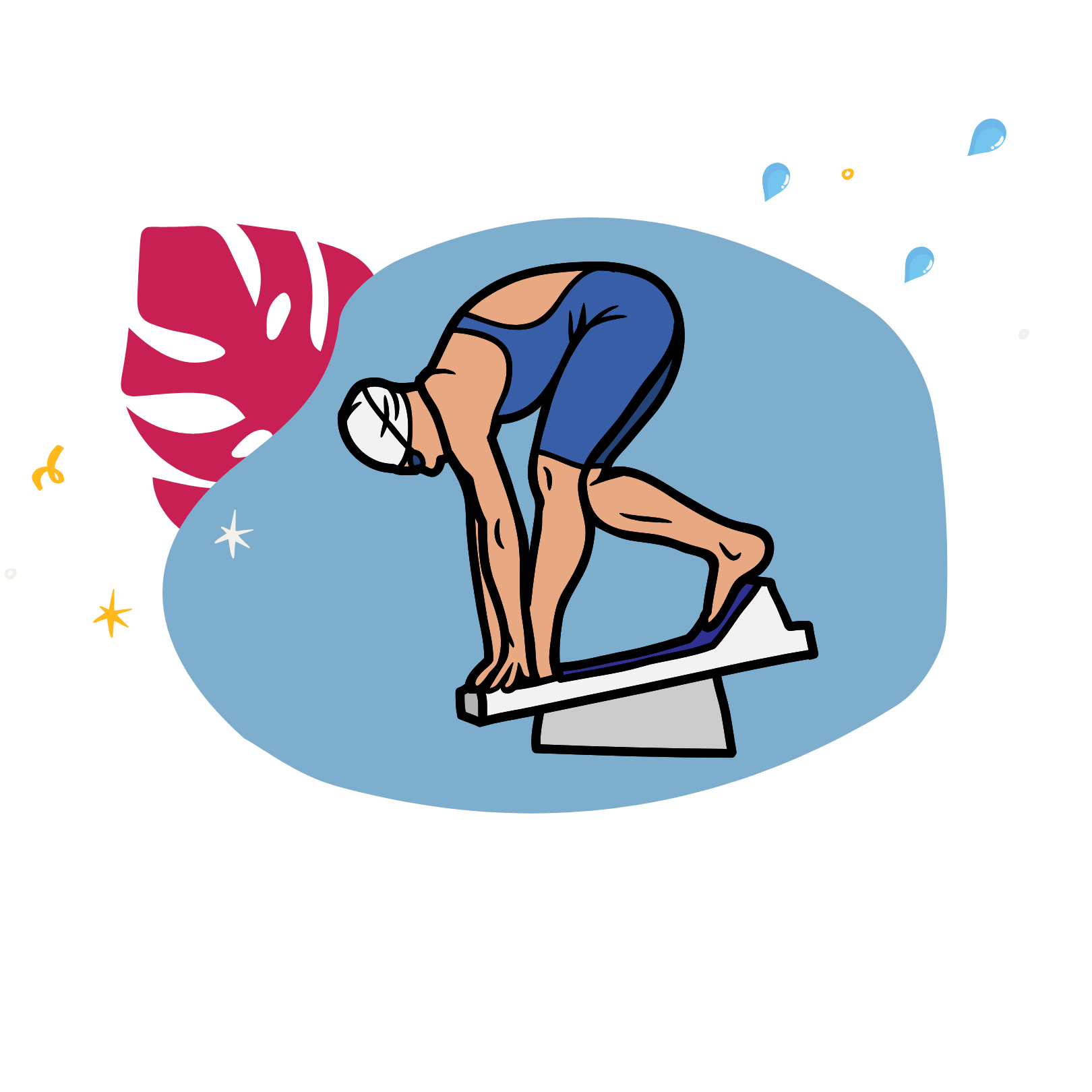 Home 1 Graphic of a female swimmer diving into the water head first!
