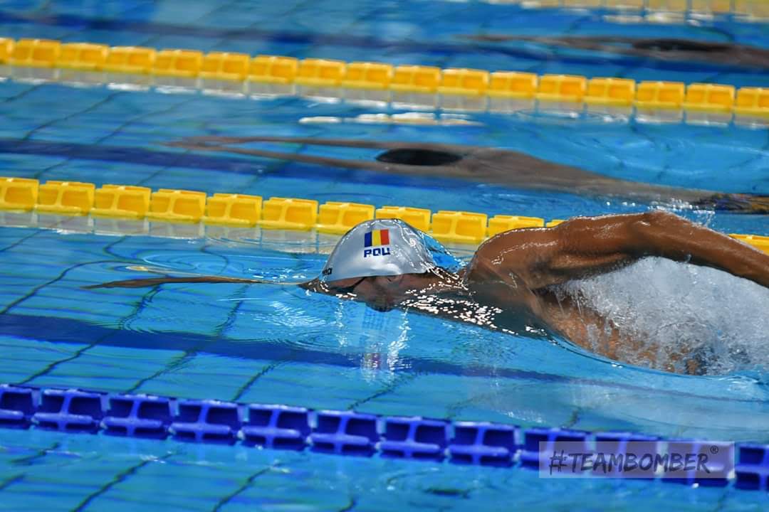 Swimmer practicing freestyle technique